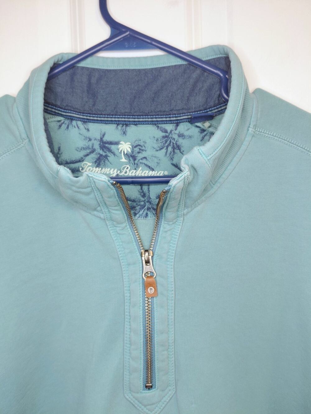 Tommy Bahama Big & Tall Ben & Terry Half-Zip Pullover Sweatshirt 3XLT Aqua Blue